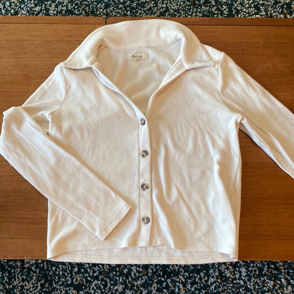 Madewell Long Sleeve Crop Button-Up Sweater